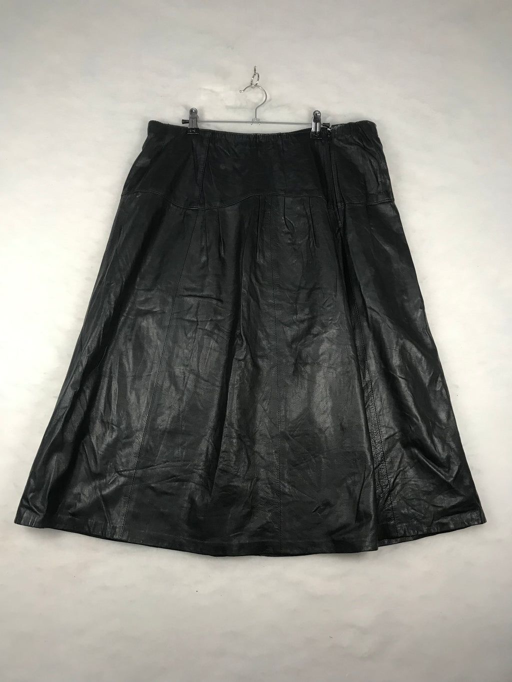 Gonna Vintage Donna in Pelle Nera Svasata