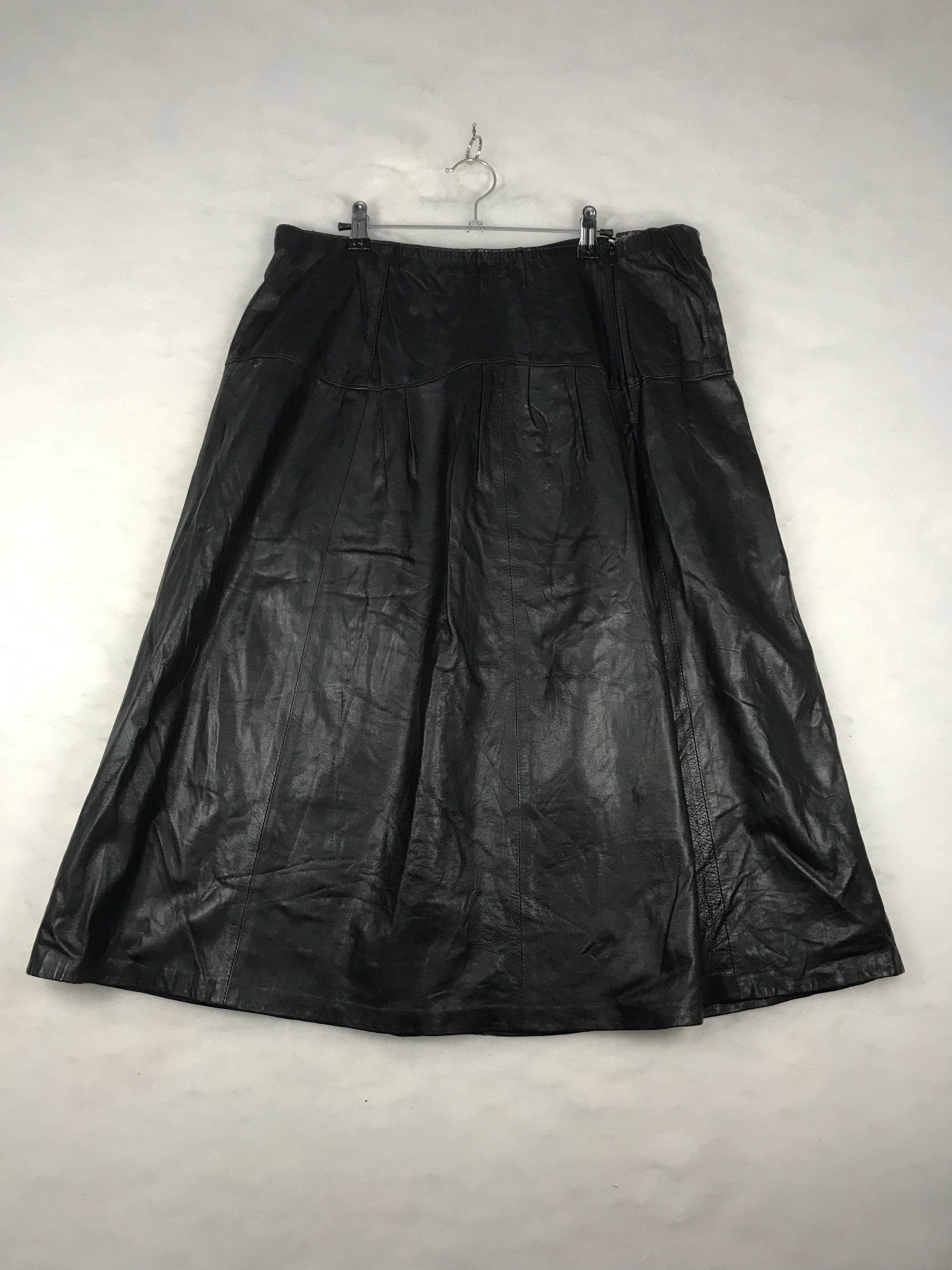 Gonna Vintage Donna in Pelle Nera Svasata