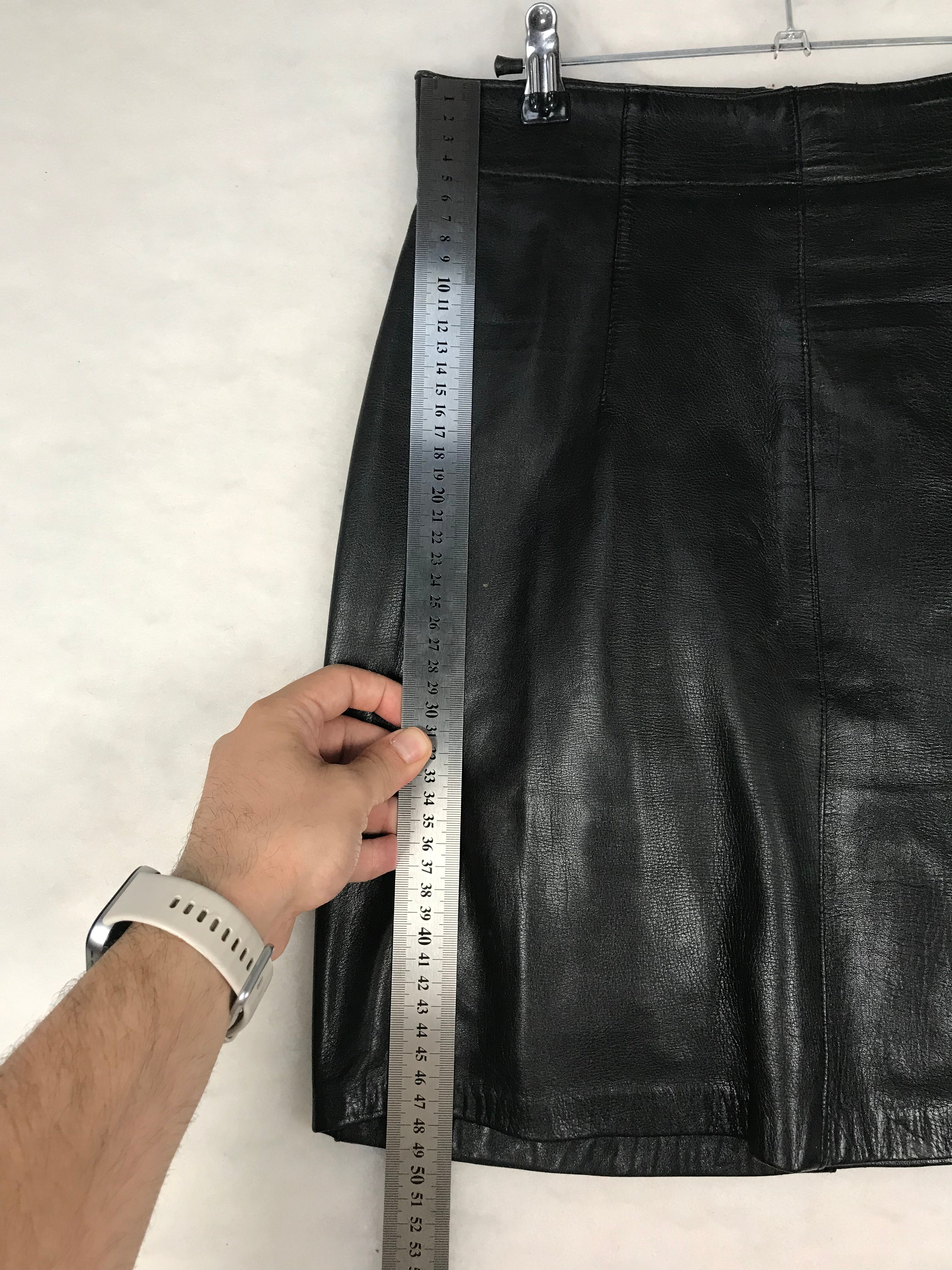 Gonna Vintage Donna in Similpelle Nera Mini Svasata