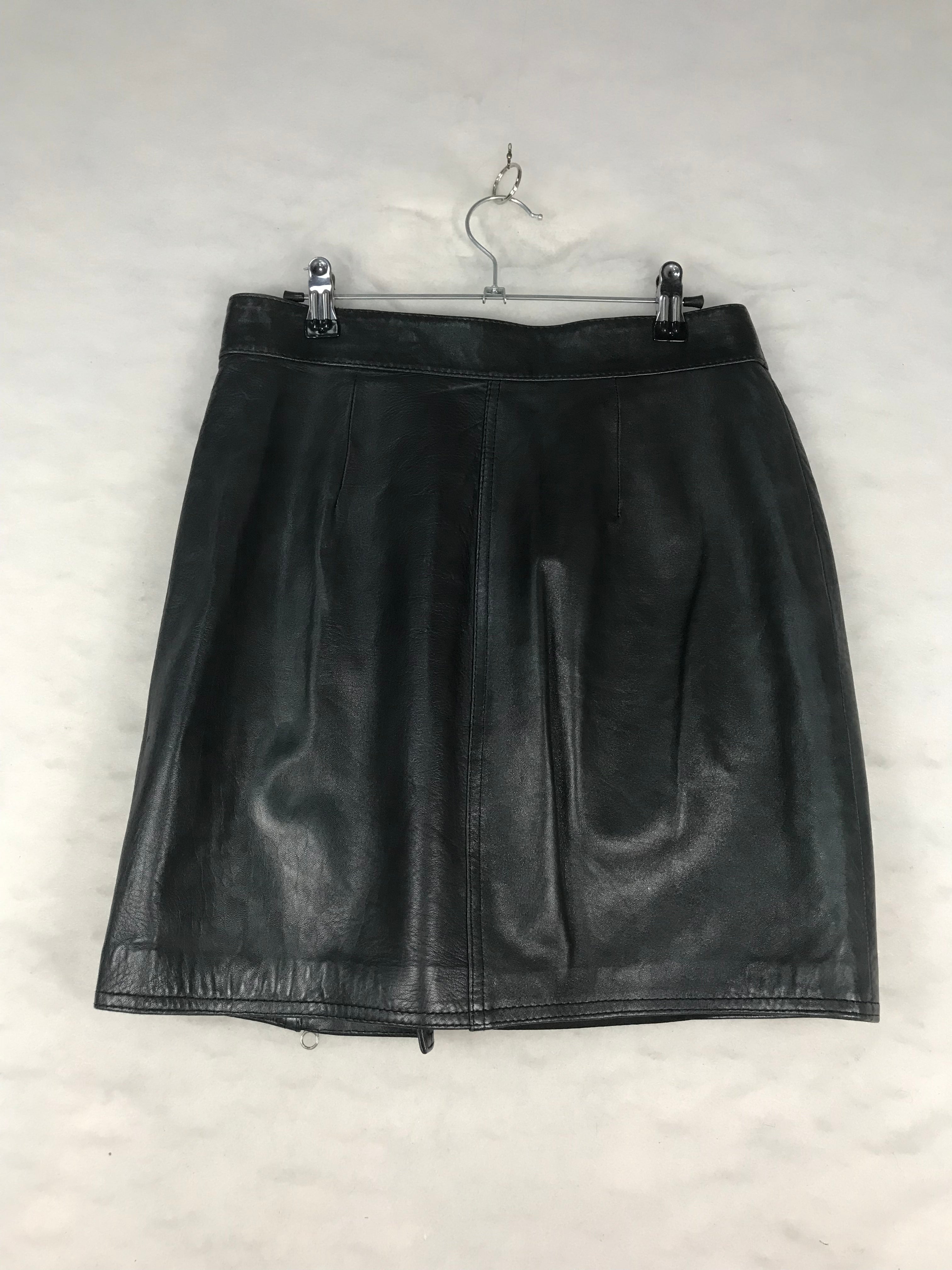 Gonna Vintage Donna in Pelle Nera Mini