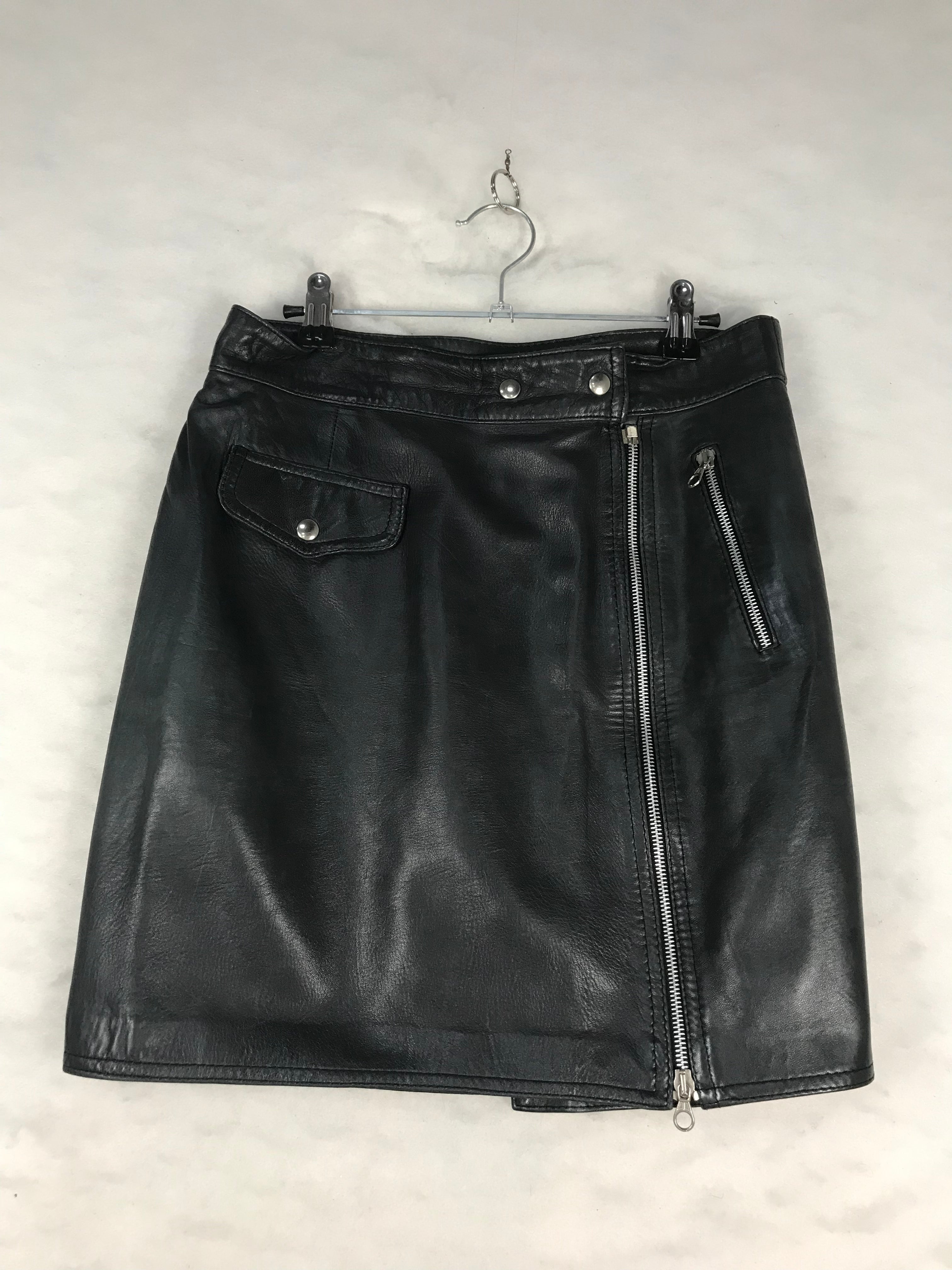 Gonna Vintage Donna in Pelle Nera Mini
