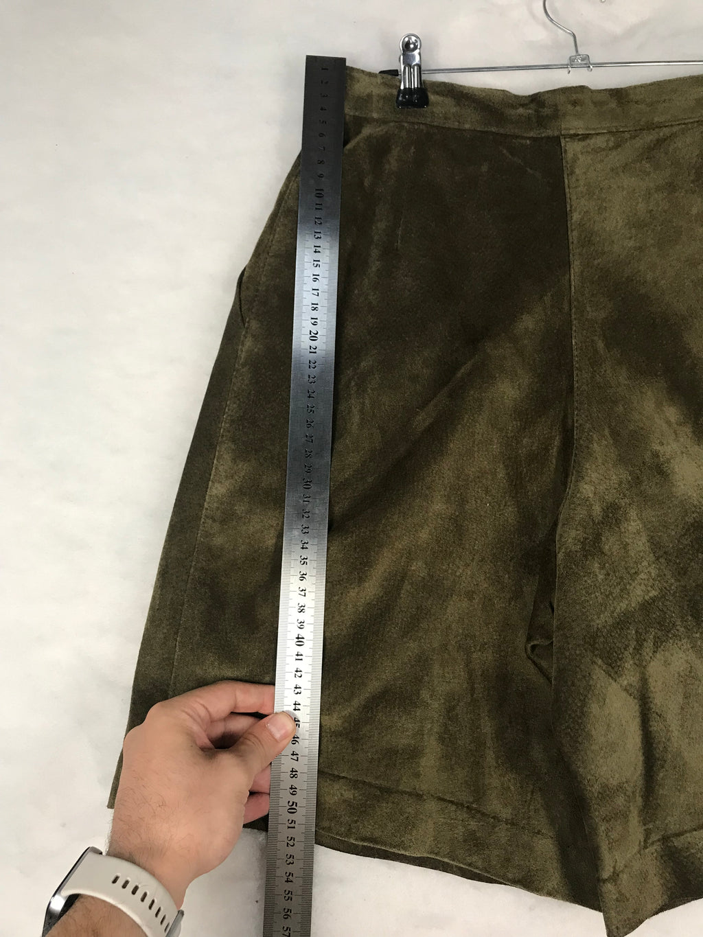 Shorts Vintage Donna in Camoscio Verde Militare