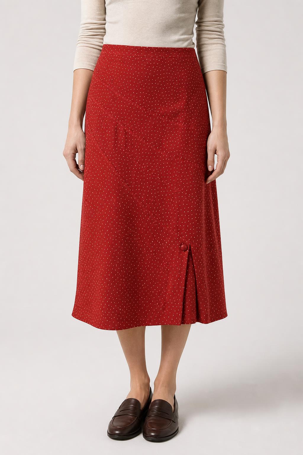 Gonna Vintage Donna Midi Rossa a Micro Pois