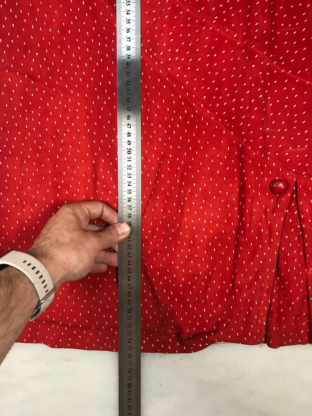 Gonna Vintage Donna Midi Rossa a Micro Pois