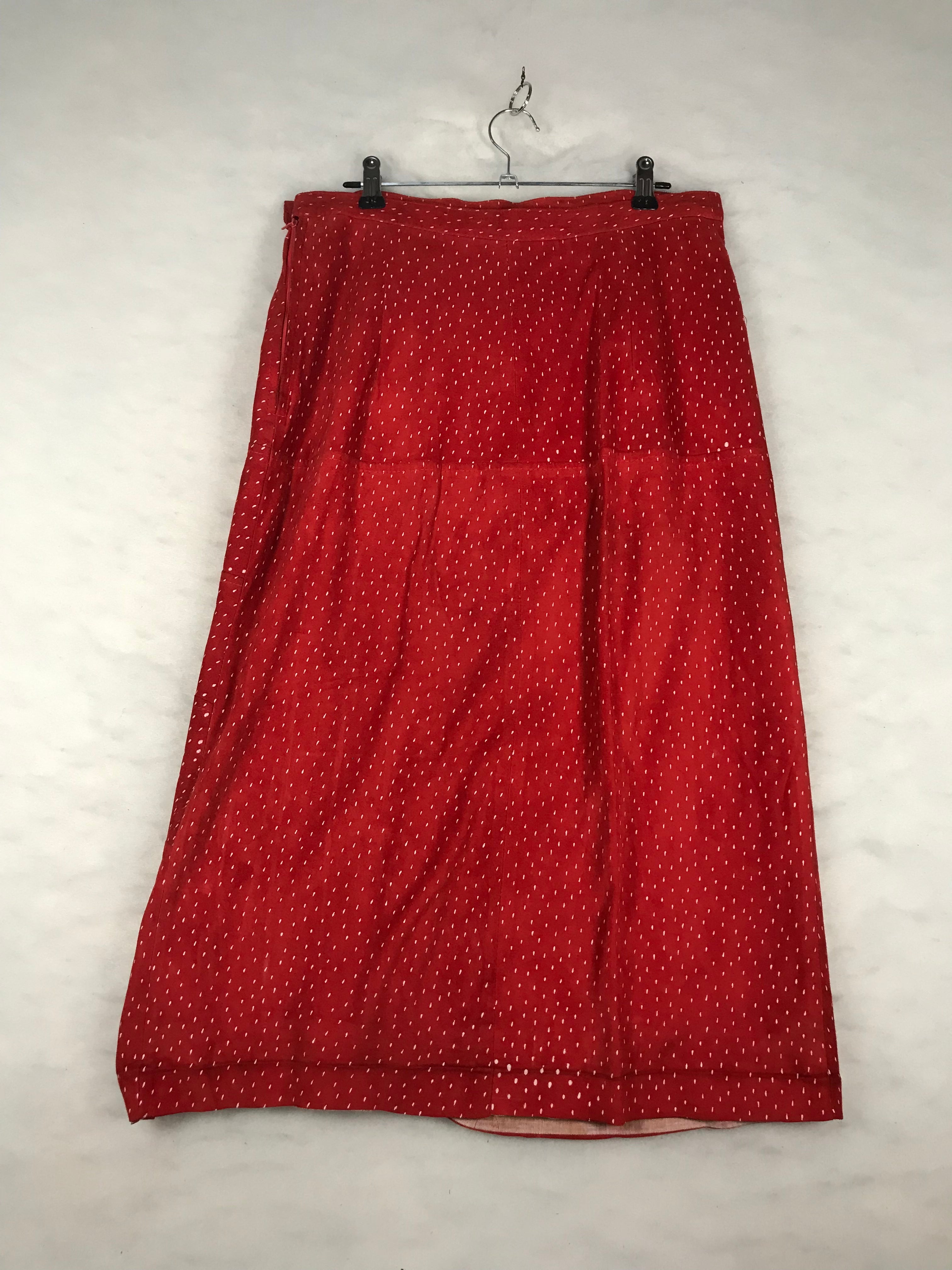 Gonna Vintage Donna Midi Rossa a Micro Pois