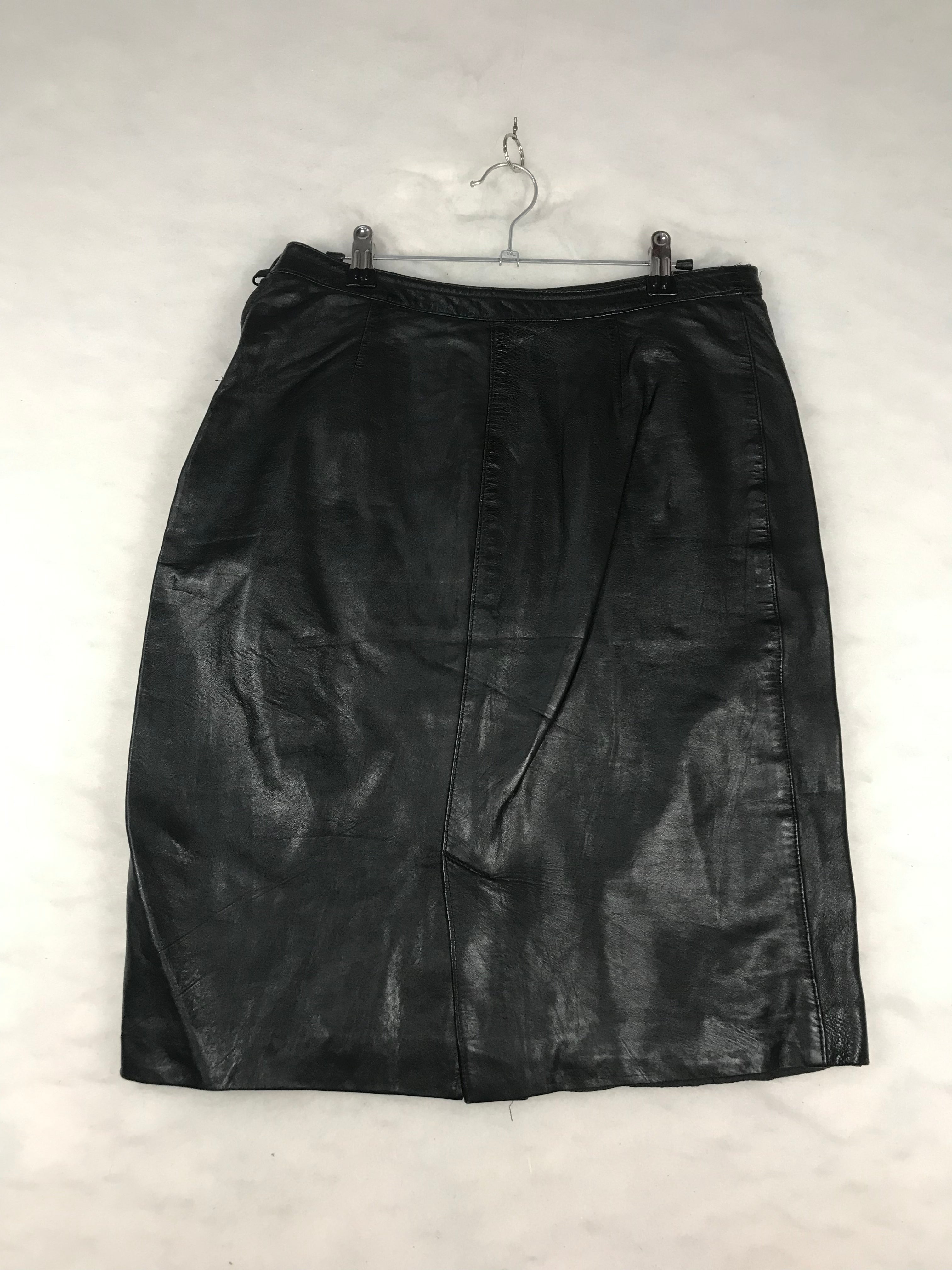 Gonna Vintage Donna a Tubino in Pelle Nera