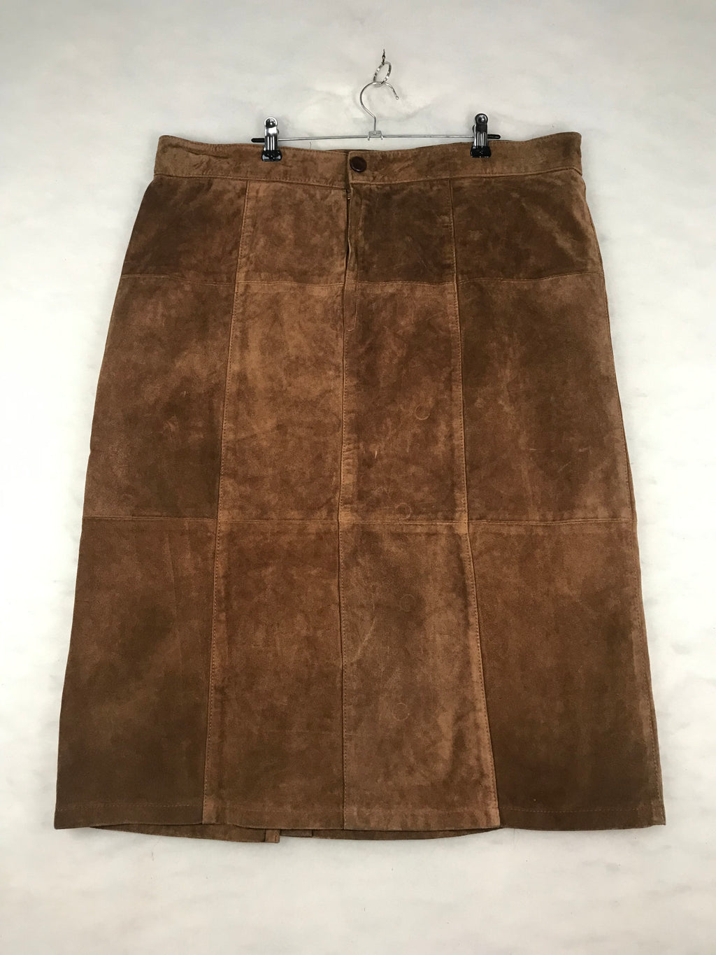 Gonna Vintage Donna Midi in Camoscio Marrone