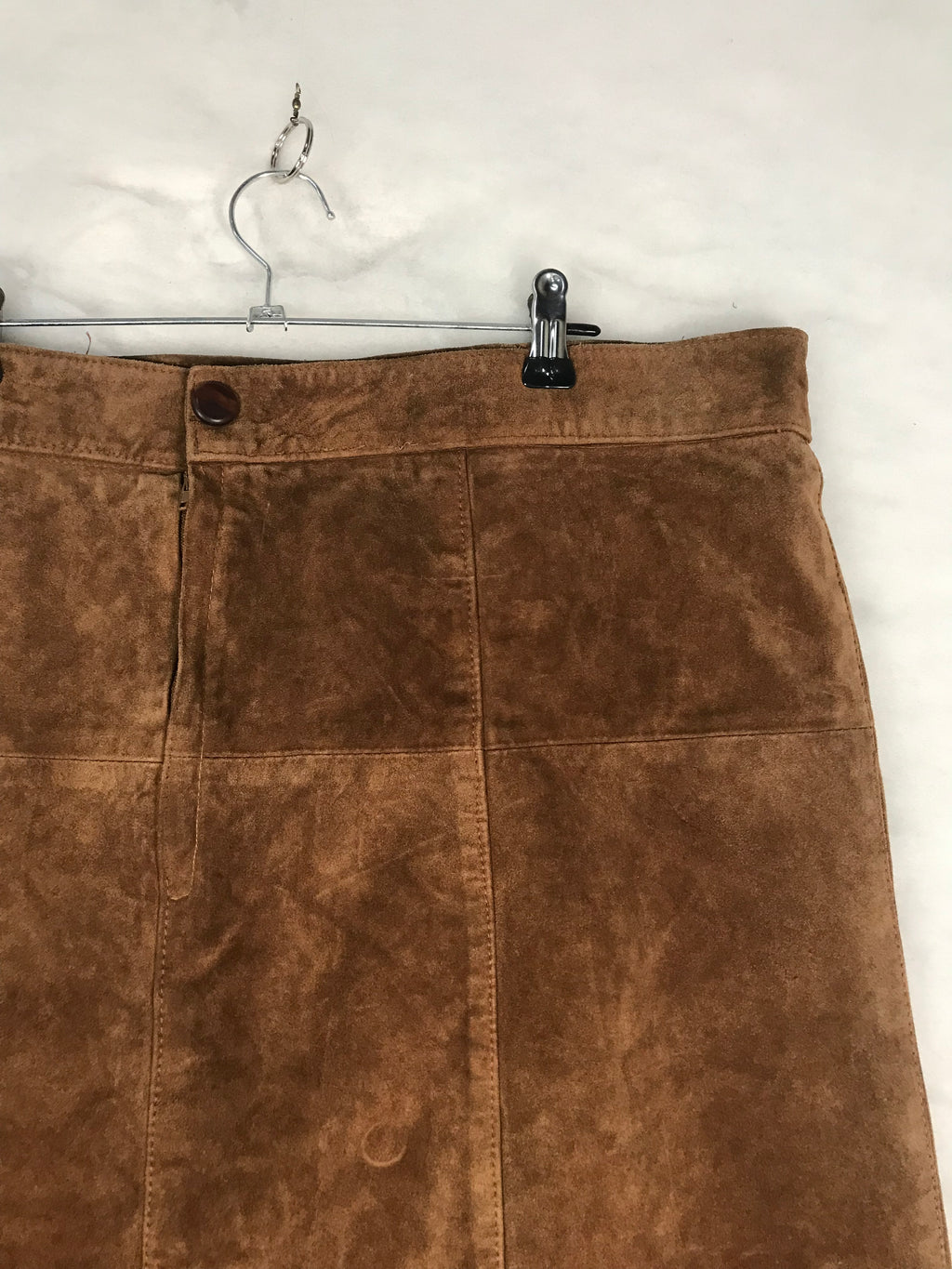 Gonna Vintage Donna Midi in Camoscio Marrone