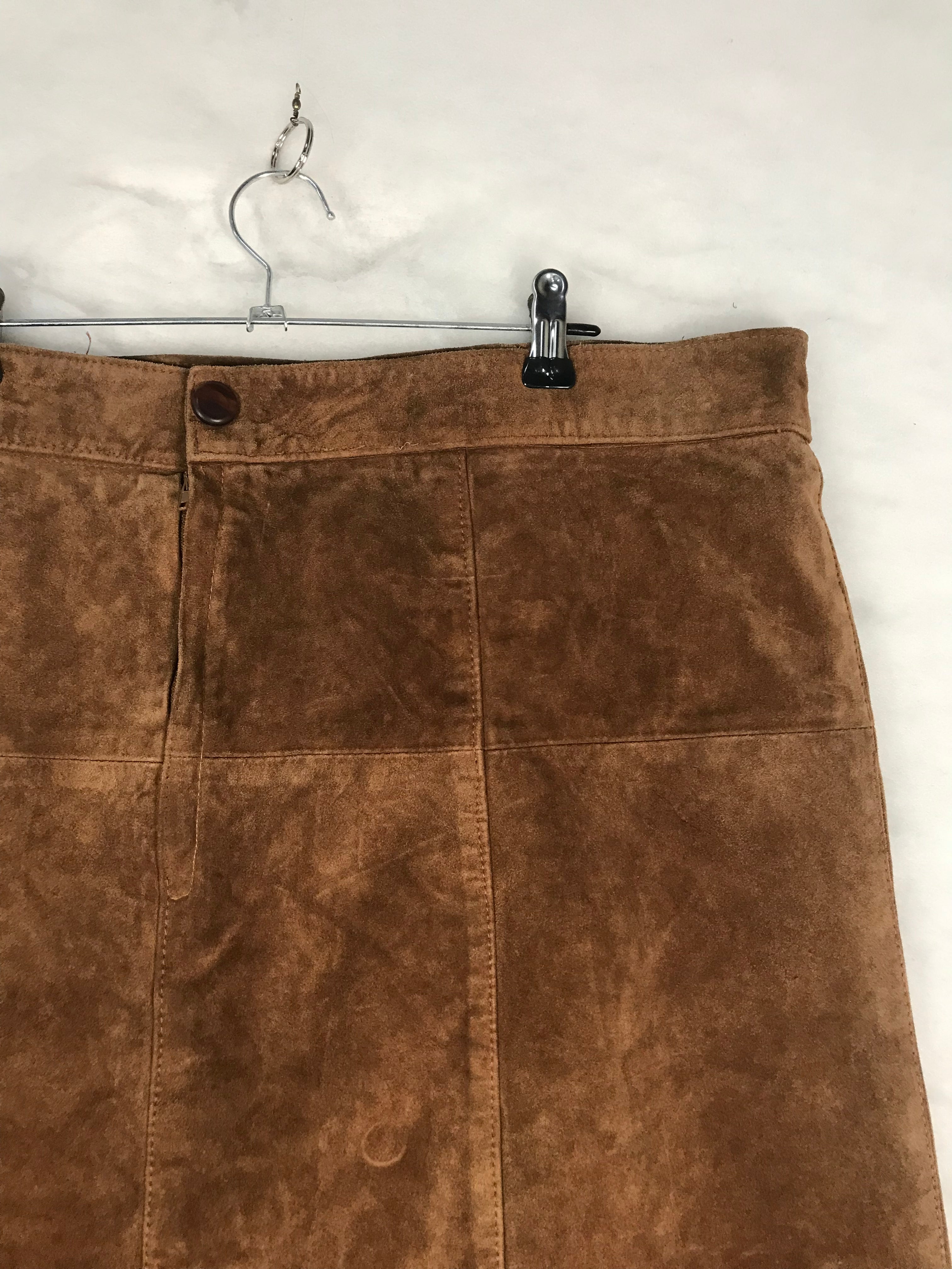 Gonna Vintage Donna Midi in Camoscio Marrone