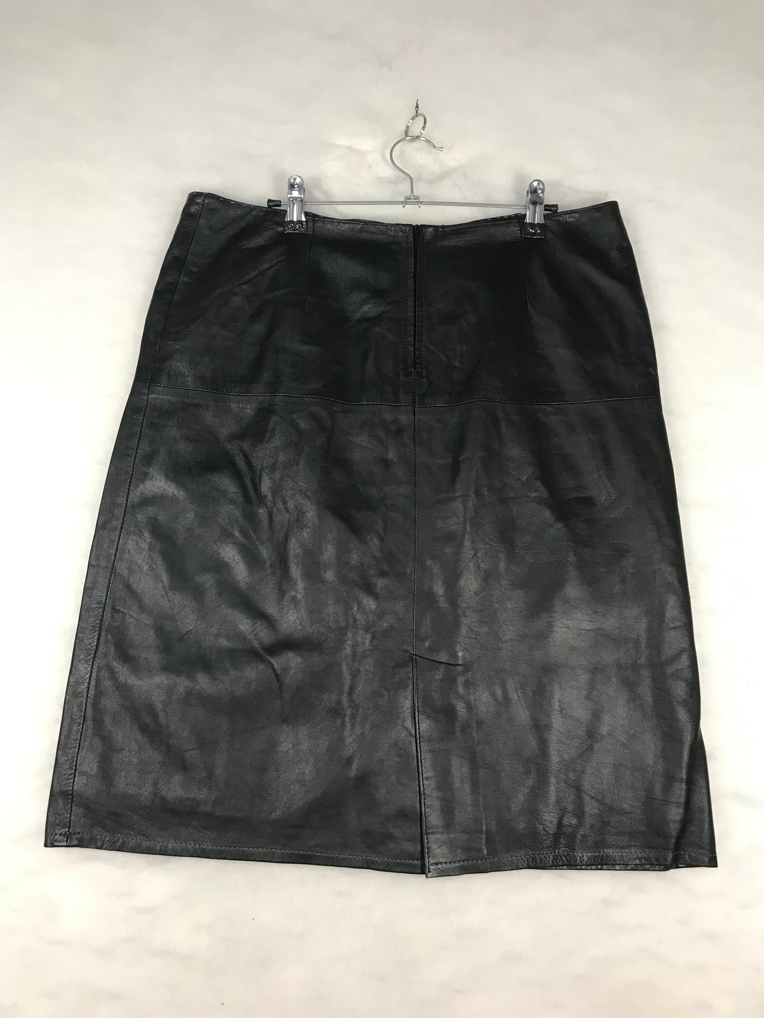 Gonna Vintage Donna Midi in Pelle Nera
