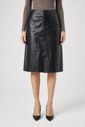 Gonna Vintage Donna Midi in Pelle Nera