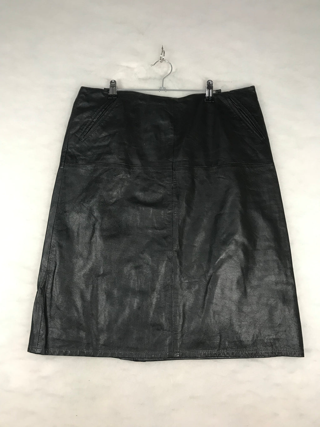 Gonna Vintage Donna Midi in Pelle Nera