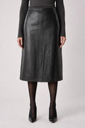 Gonna Vintage Donna Midi in Pelle Nera a Pannelli
