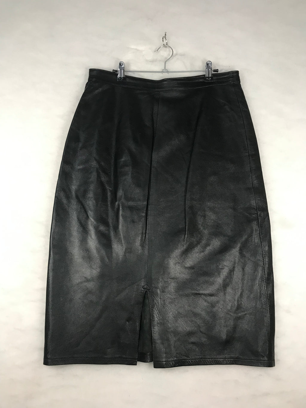 Gonna Vintage Donna Midi in Pelle Nera a Pannelli