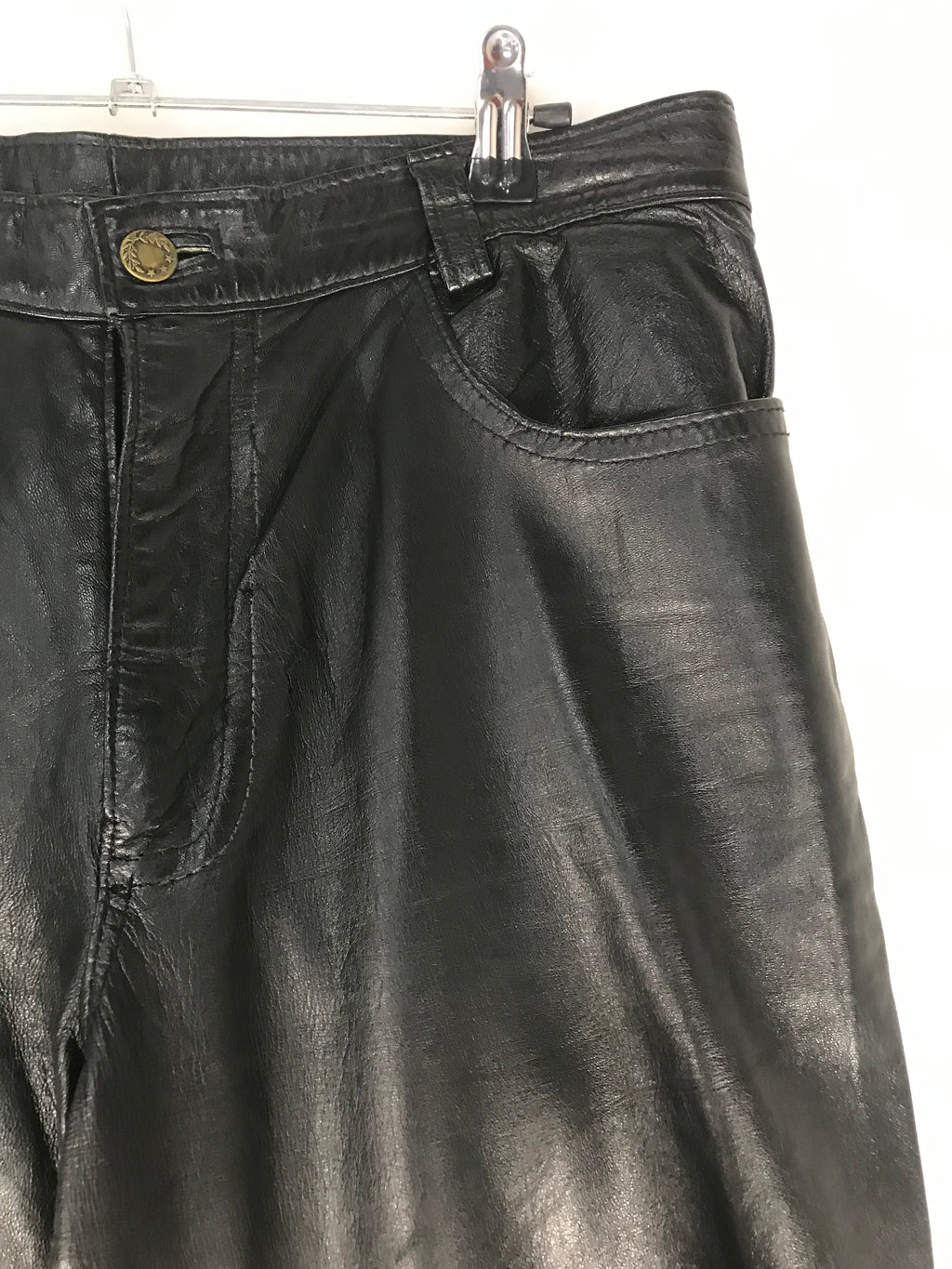 Pantaloni Vintage Uomo in Pelle Nera