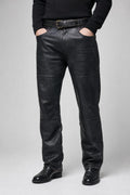 Pantaloni Vintage Uomo in Pelle Nera Dritti