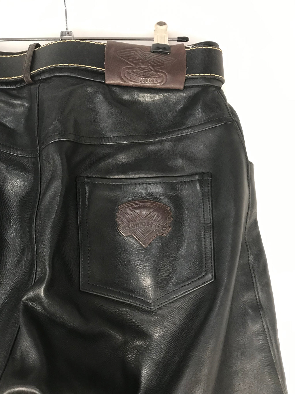 Pantaloni Vintage Uomo in Pelle Nera Dritti