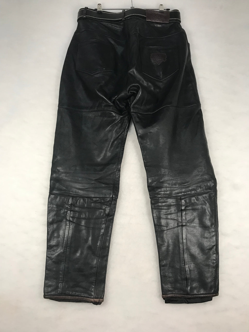 Pantaloni Vintage Uomo in Pelle Nera Dritti