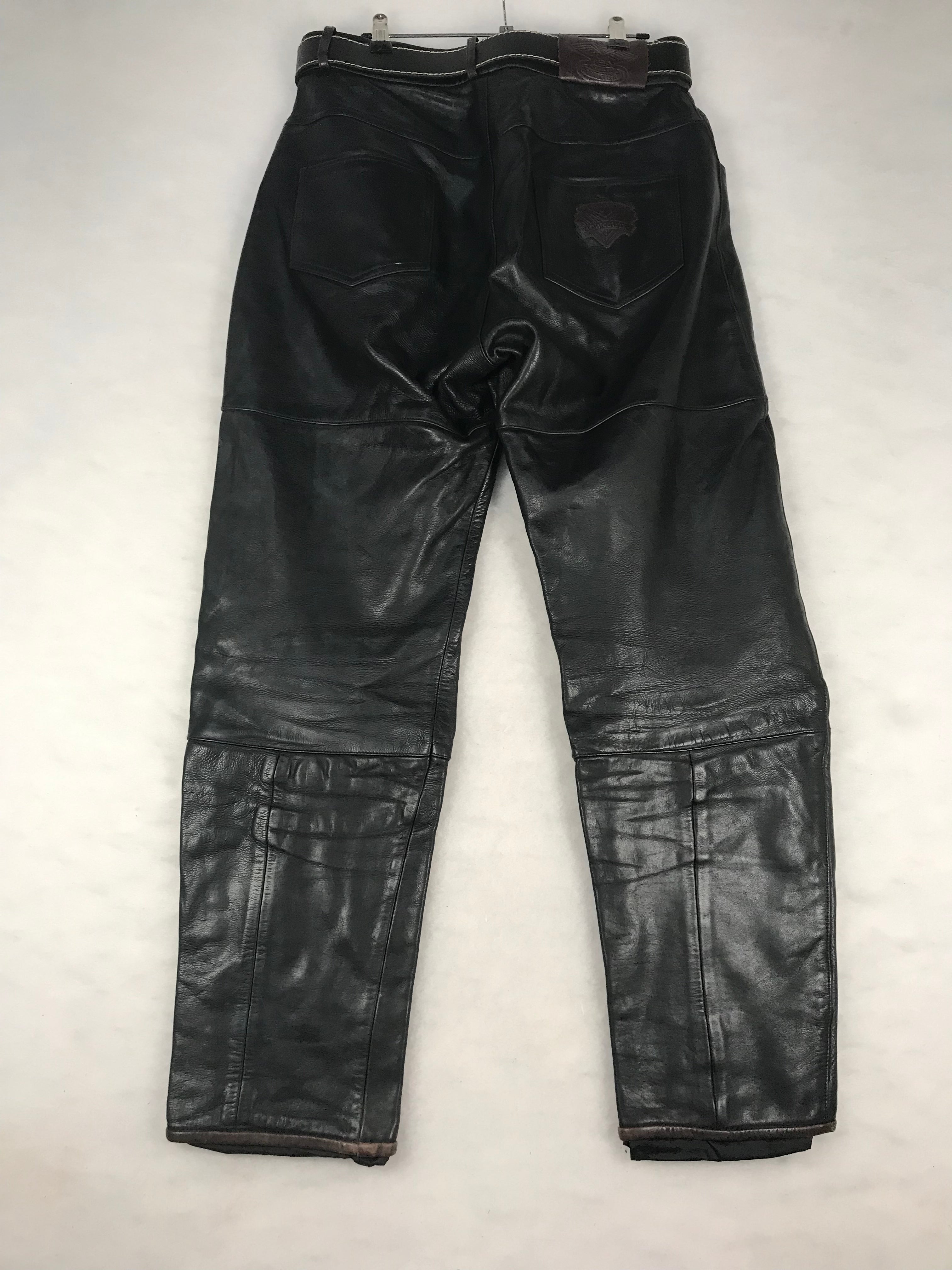 Pantaloni Vintage Uomo in Pelle Nera Dritti