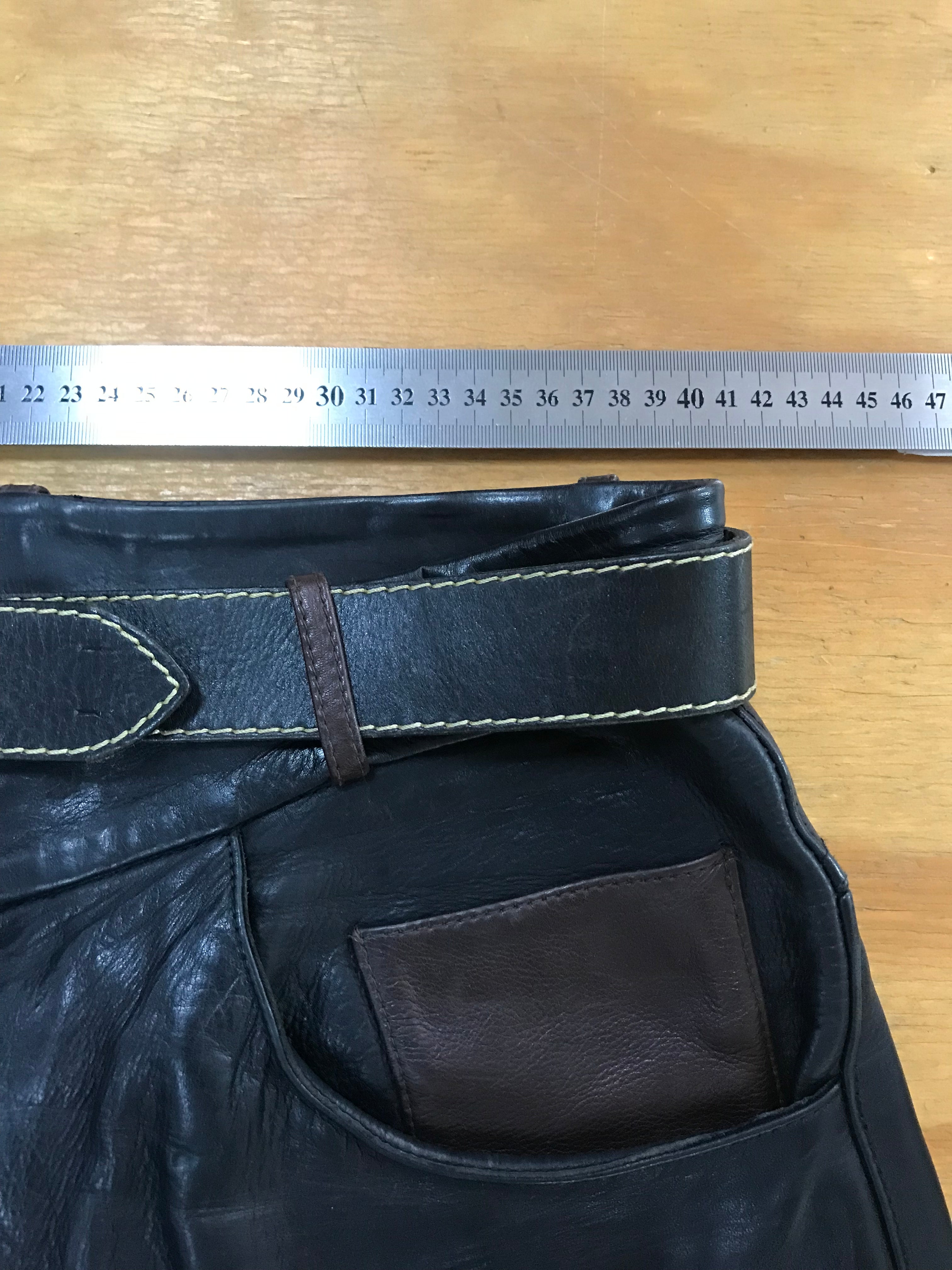 Pantaloni Vintage Uomo in Pelle Nera Dritti