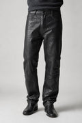 Pantaloni Vintage Uomo in Pelle Nera con Dettagli Ricamati