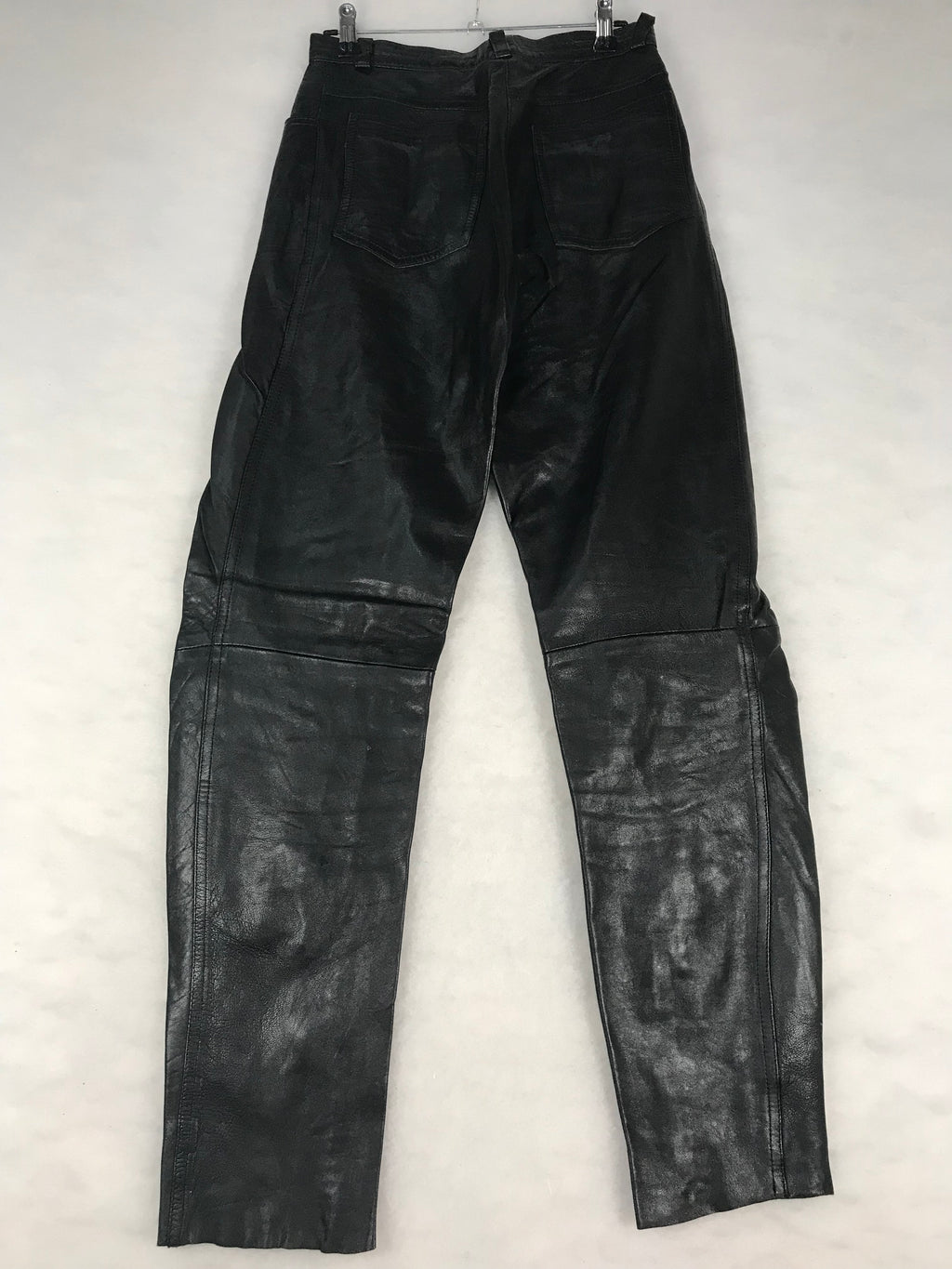 Pantaloni Vintage Uomo in Pelle Nera con Dettagli Ricamati