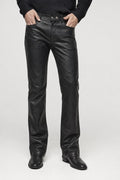 Pantaloni Vintage Uomo in Pelle Nera Bootcut