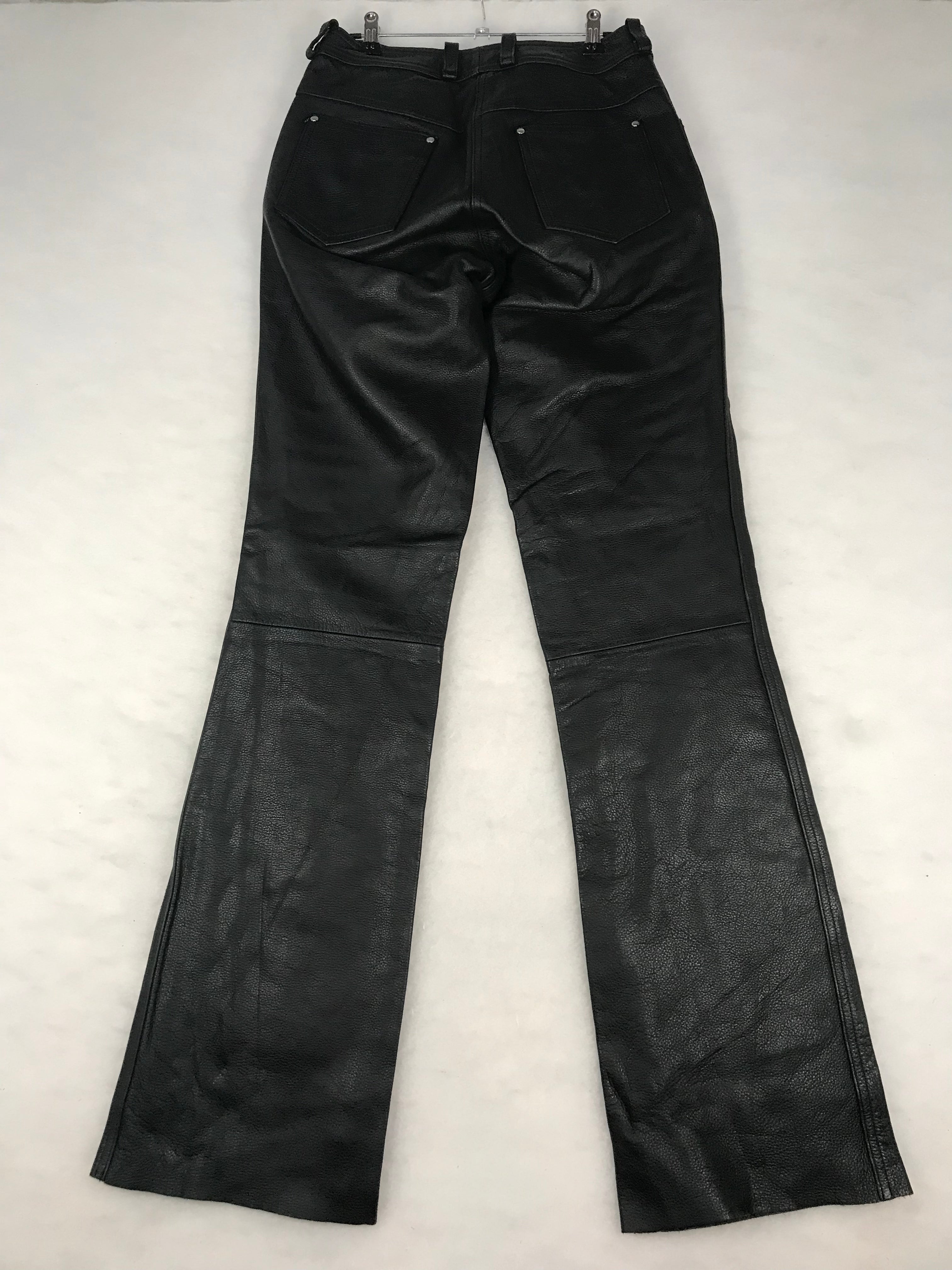 Pantaloni Vintage Uomo in Pelle Nera Bootcut
