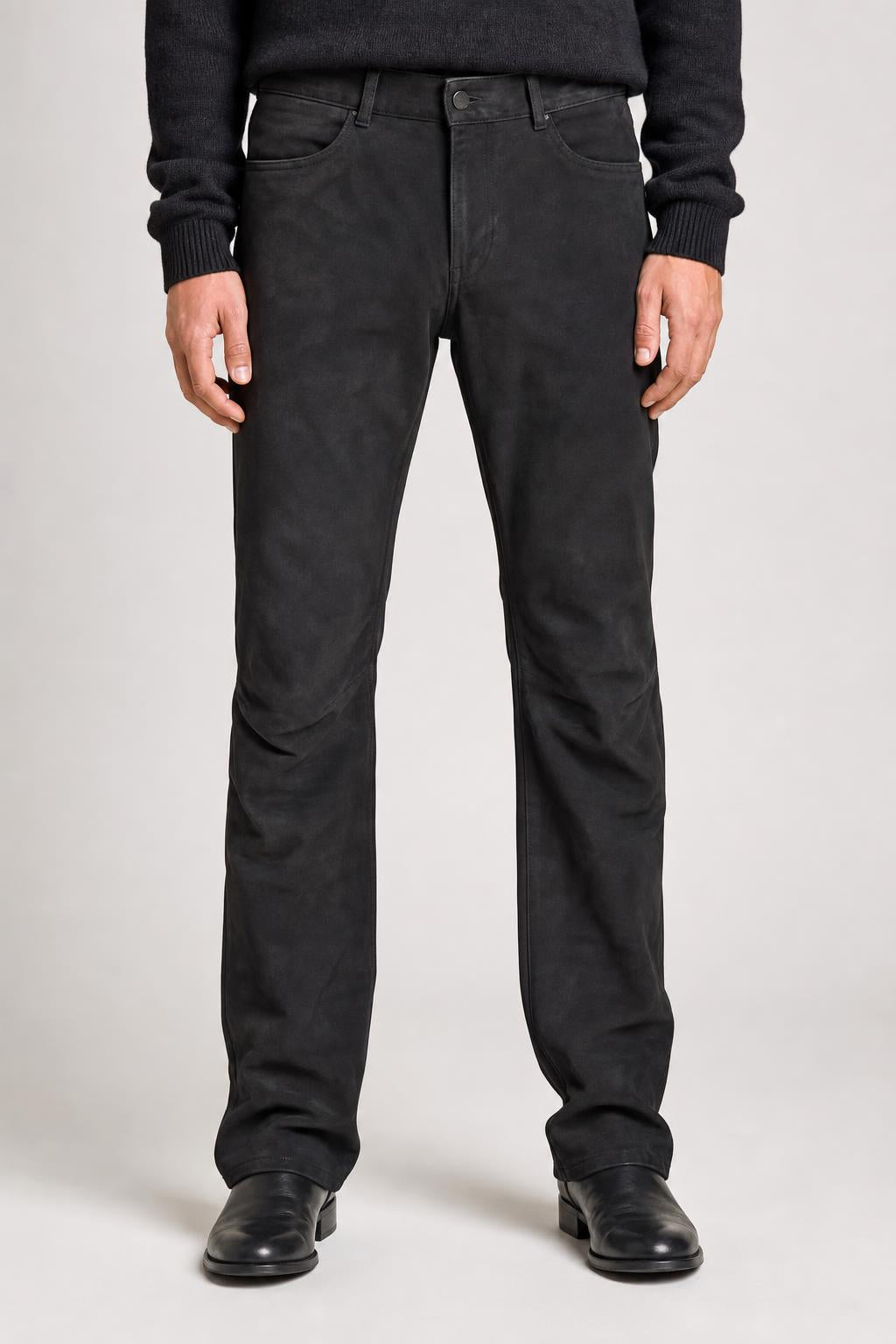 Pantaloni Vintage Uomo in Nabuk Nero