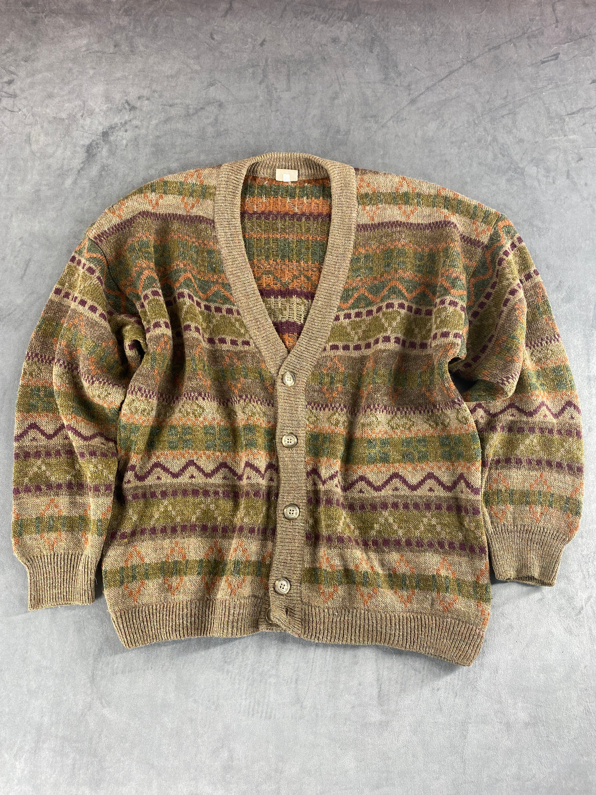 Cardigan in lana fair-isle gre-va-n vintage – Uomo Taglia L (IT 50)