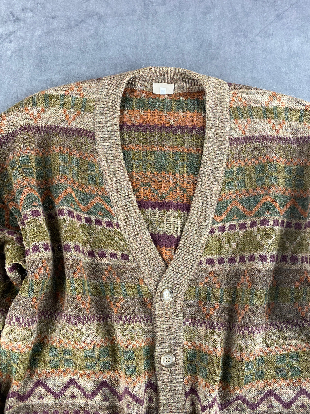 Cardigan in lana fair-isle gre-va-n vintage – Uomo Taglia L (IT 50)