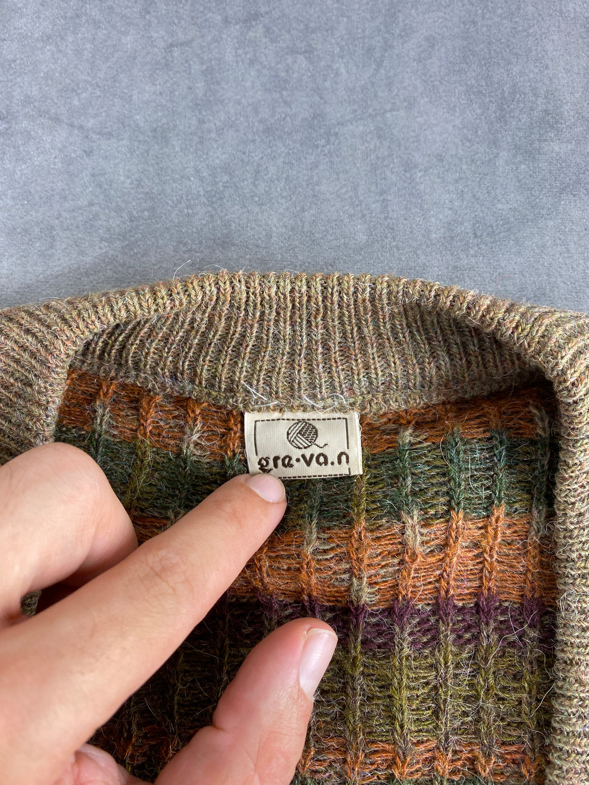 Cardigan in lana fair-isle gre-va-n vintage – Uomo Taglia L (IT 50)