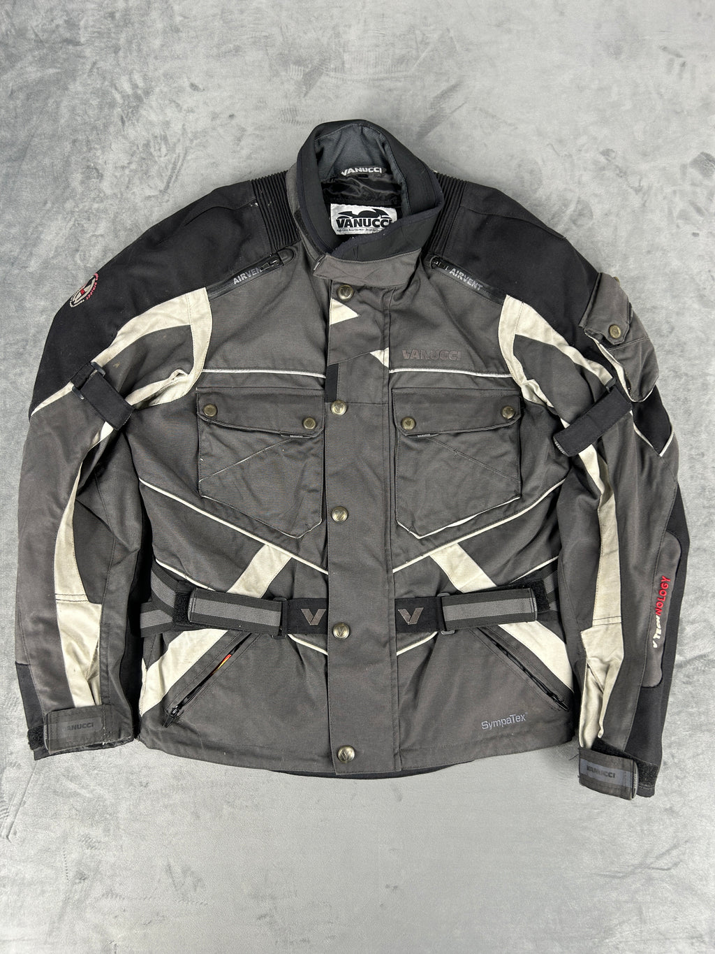 Giacca da moto tecnica grigia e nera Vanucci vintage – Uomo Taglia L (IT 48)