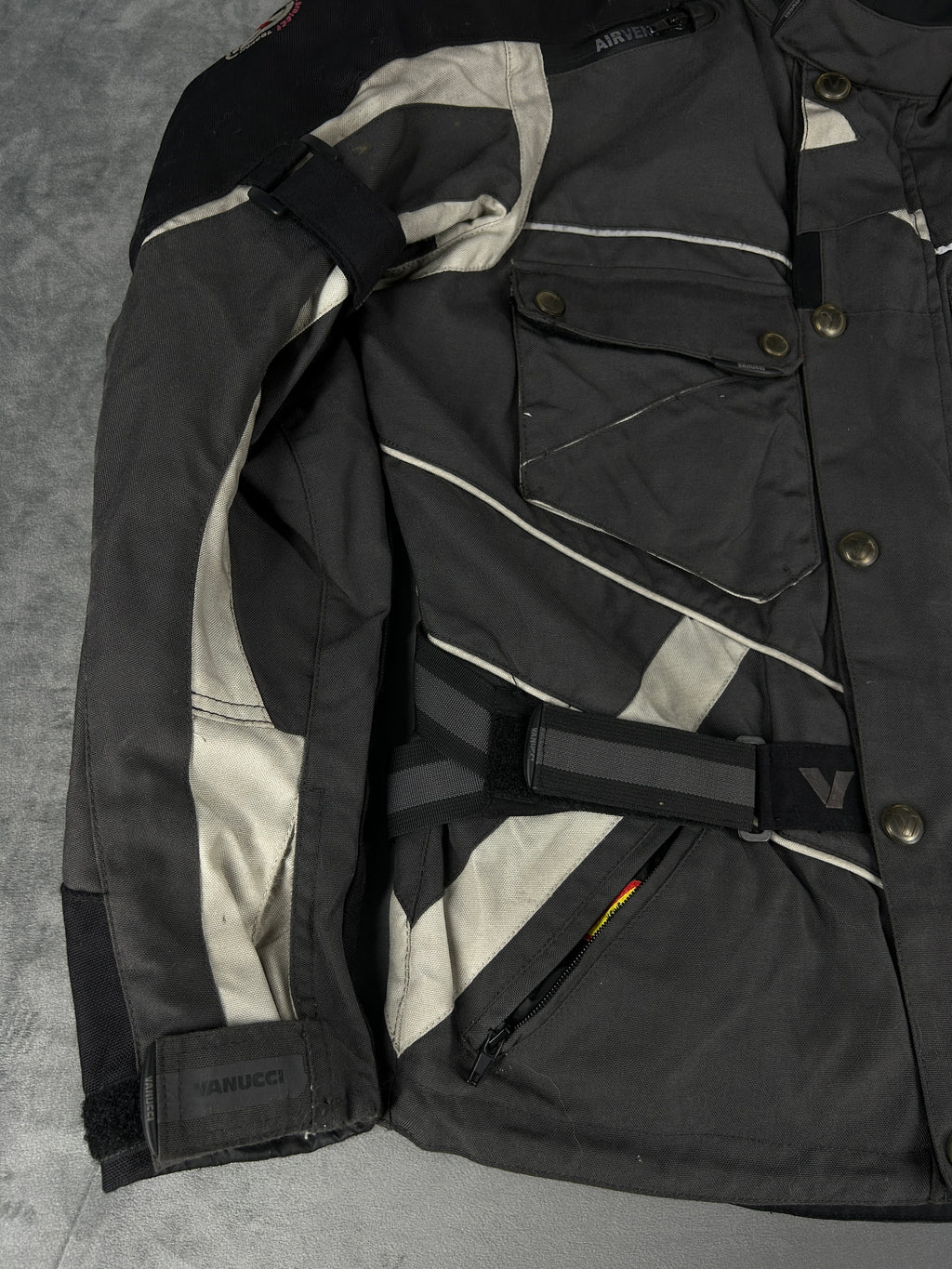 Giacca da moto tecnica grigia e nera Vanucci vintage – Uomo Taglia L (IT 48)