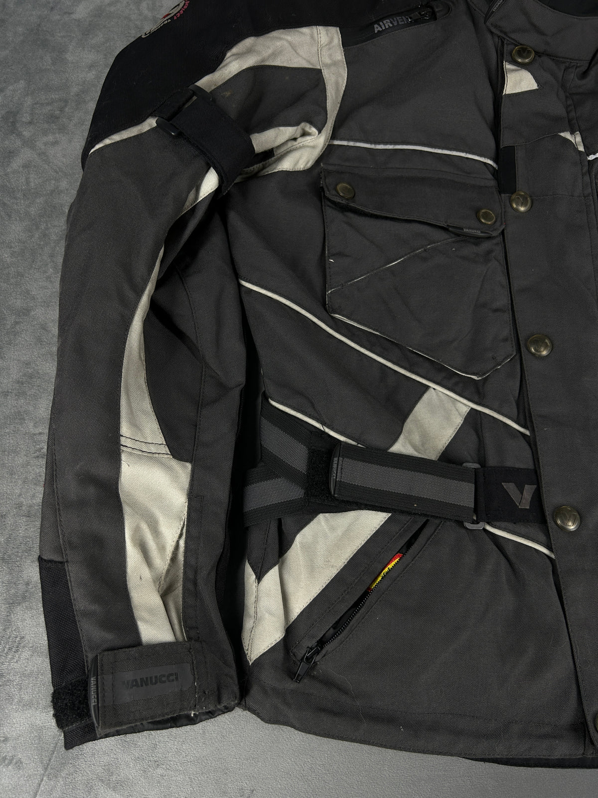 Giacca da moto tecnica grigia e nera Vanucci vintage – Uomo Taglia L (IT 48)
