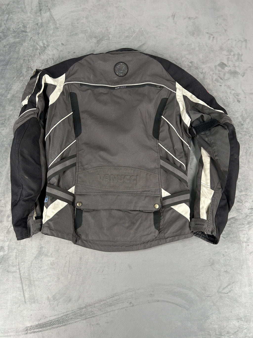 Giacca da moto tecnica grigia e nera Vanucci vintage – Uomo Taglia L (IT 48)