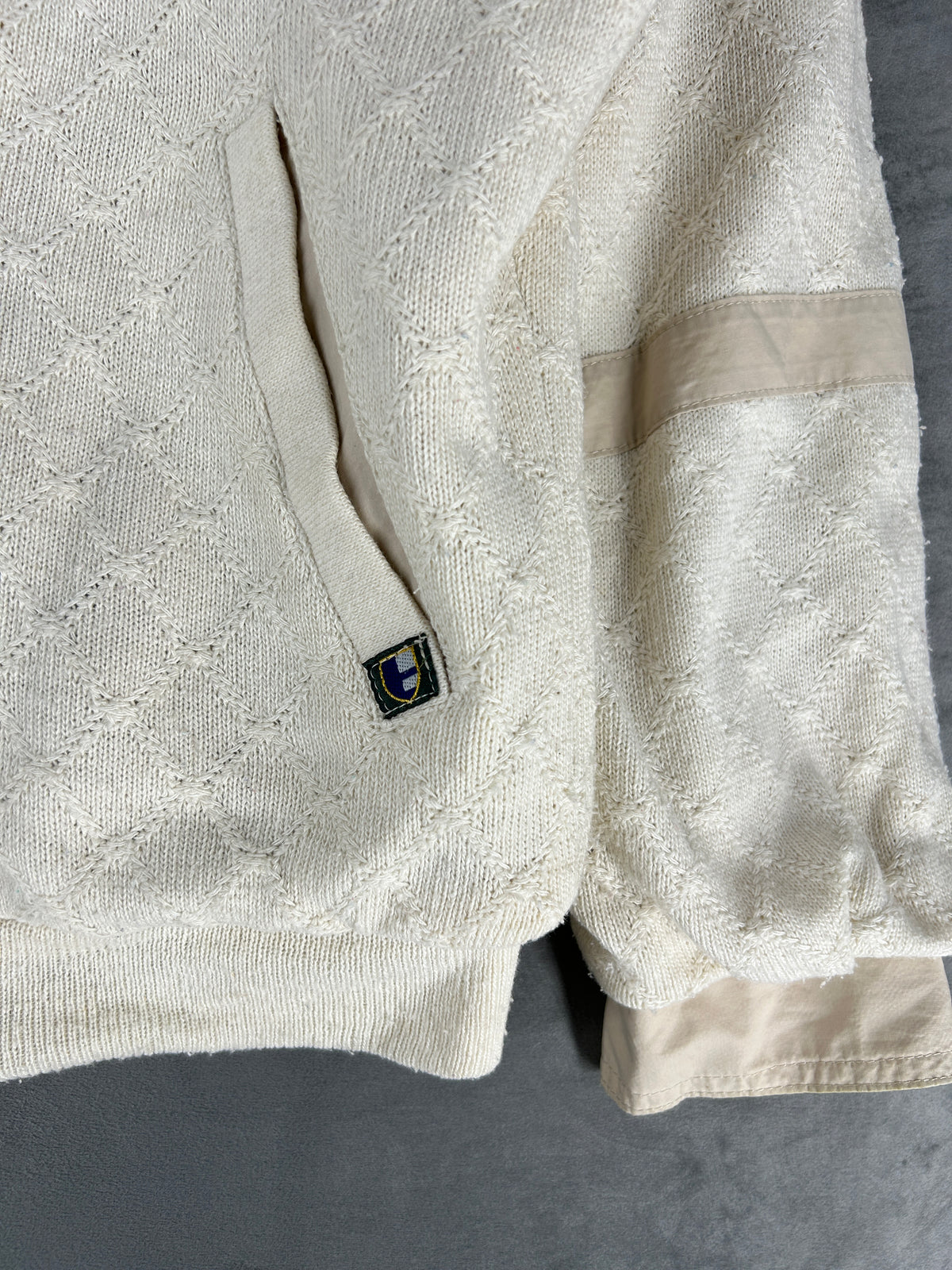 Bomber bianco panna trapuntato a rombi vintage – Uomo Taglia L