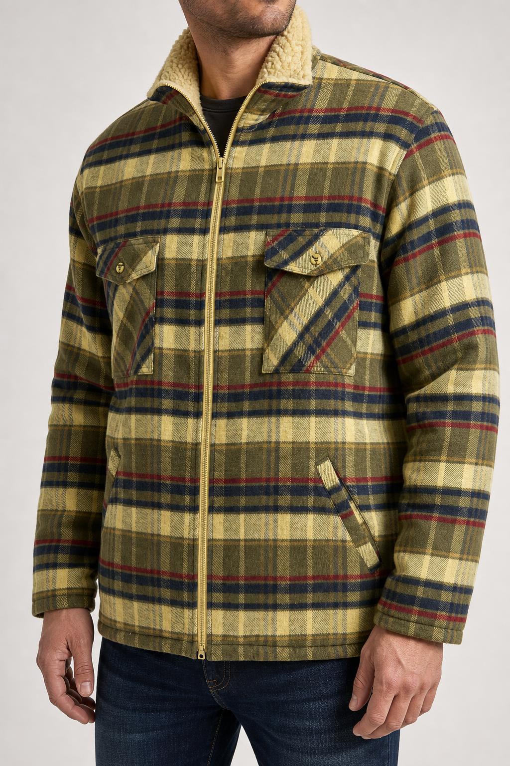 Giacca camicia imbottita a quadri con interno teddy Turafels vintage – Uomo Taglia XXL