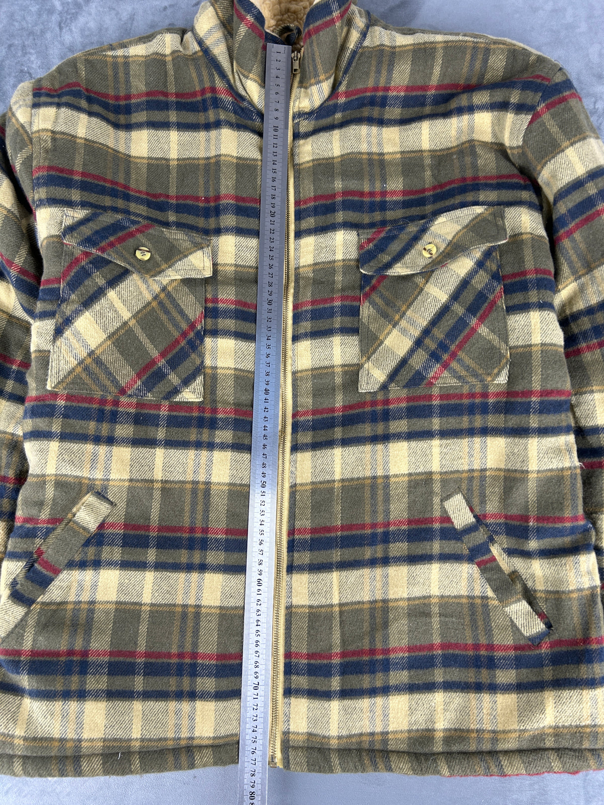 Giacca camicia imbottita a quadri con interno teddy Turafels vintage – Uomo Taglia XXL