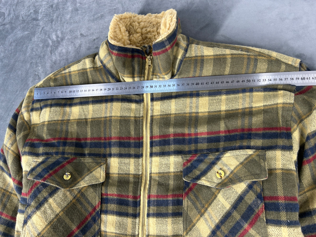 Giacca camicia imbottita a quadri con interno teddy Turafels vintage – Uomo Taglia XXL