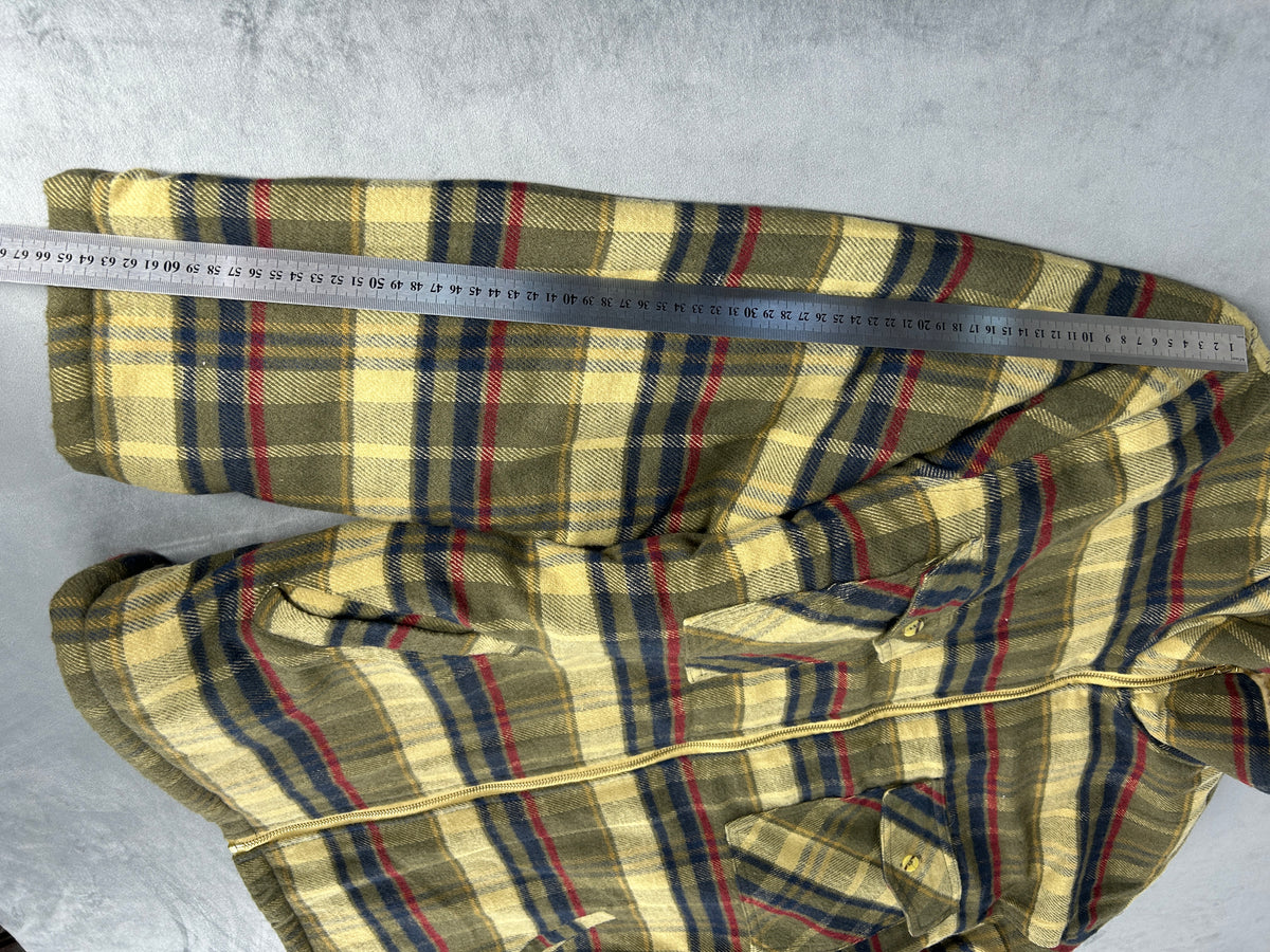 Giacca camicia imbottita a quadri con interno teddy Turafels vintage – Uomo Taglia XXL