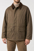 Field jacket marrone con collo in velluto vintage – Uomo Taglia L