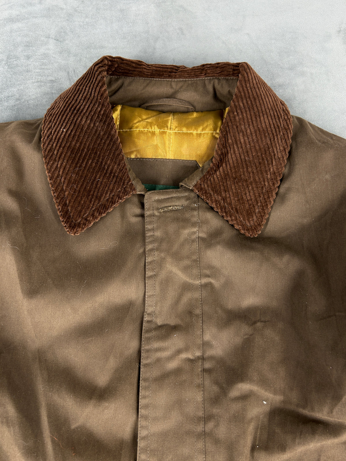Field jacket marrone con collo in velluto vintage – Uomo Taglia L
