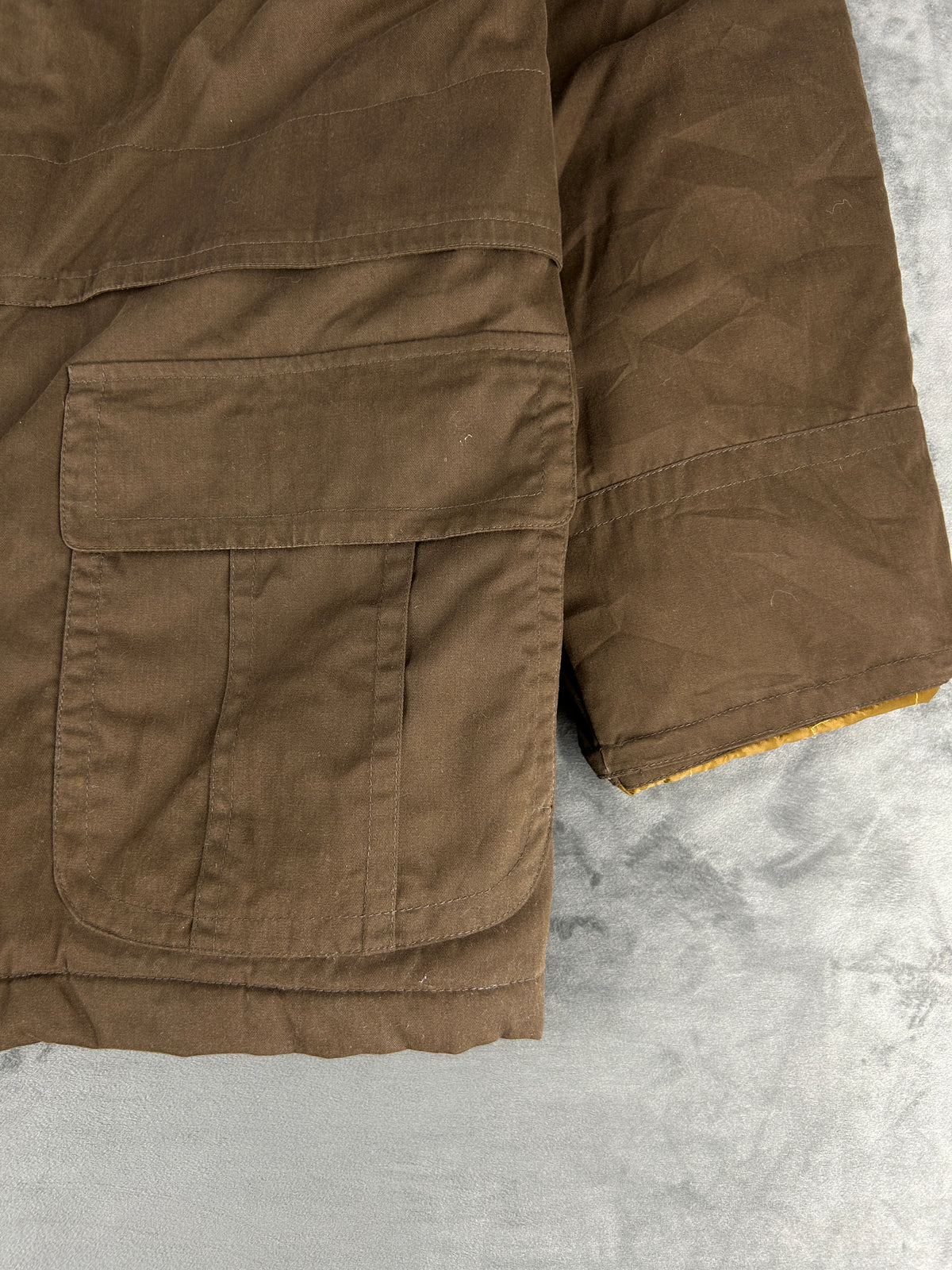 Field jacket marrone con collo in velluto vintage – Uomo Taglia L