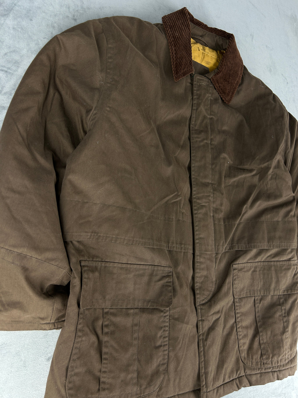 Field jacket marrone con collo in velluto vintage – Uomo Taglia L