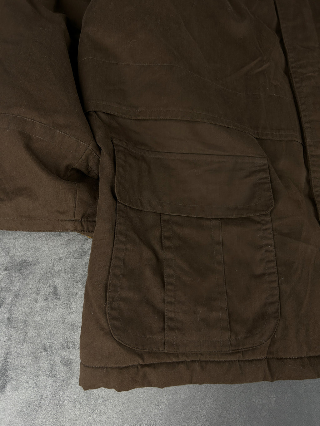 Field jacket marrone con collo in velluto vintage – Uomo Taglia L