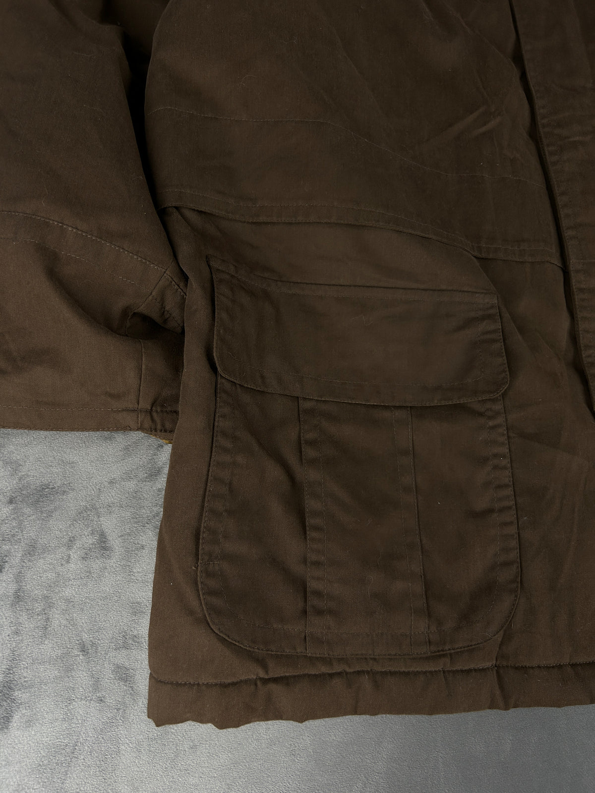 Field jacket marrone con collo in velluto vintage – Uomo Taglia L