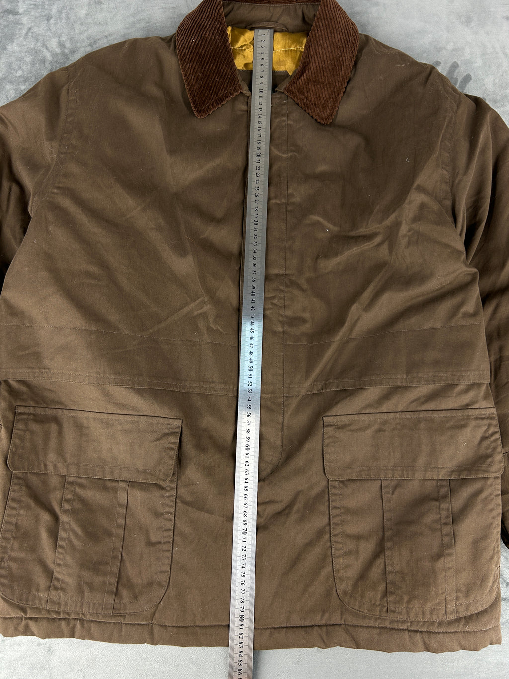 Field jacket marrone con collo in velluto vintage – Uomo Taglia L