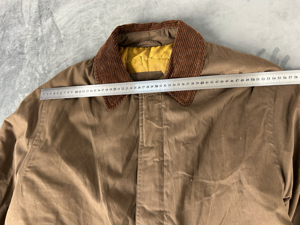 Field jacket marrone con collo in velluto vintage – Uomo Taglia L