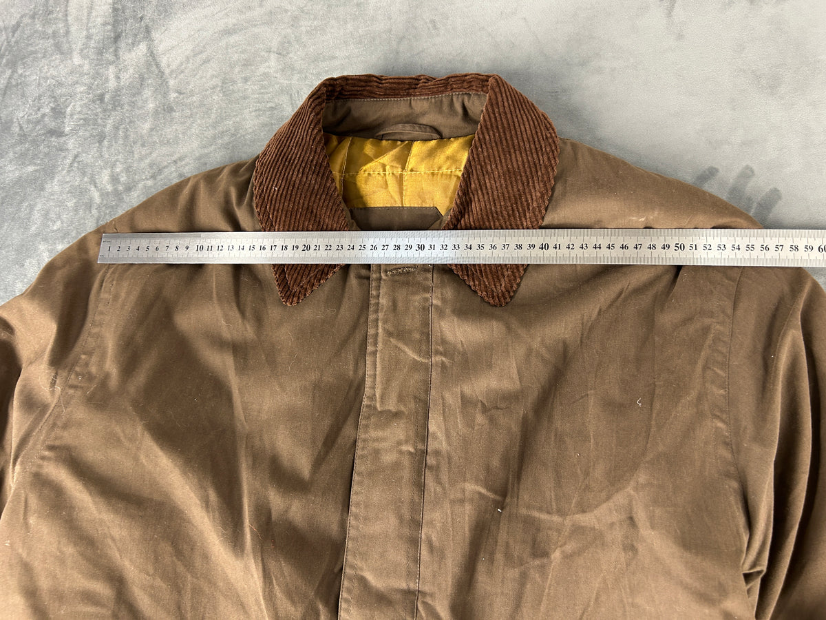 Field jacket marrone con collo in velluto vintage – Uomo Taglia L